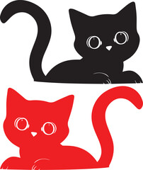 Black Silhouette of a Playful Cat
