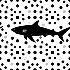 Black shark on white polka dots