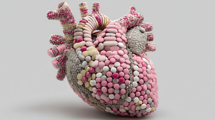 Abstract soft heart made of colourful yarn threads representing love healing creativity and emotional wellness for mental health blogs