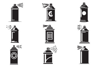 Spray paint can silhouette vector Set