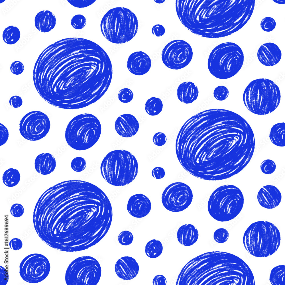 Aufkleber seamless pattern with grunge textured big and small circles. marker polka dots endless background. b