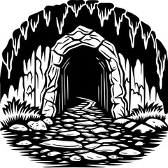 cave (linocut style)