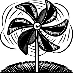 pinwheel (linocut style)