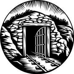 mine (linocut style)