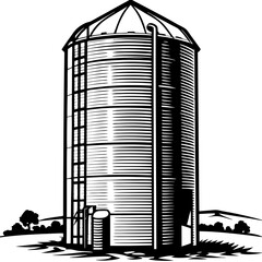 Silo (linocut style)