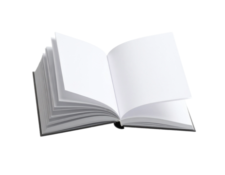 Open Book with Turning Page, Isolated on Transparent Background