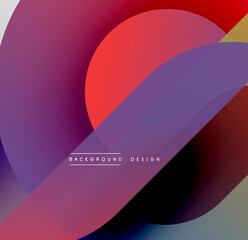 Abstract gradients overlap, creating vibrant visual effect. Purple, red, blue hues dominate composition. Modern design element.