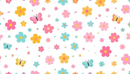 Colorful flower and butterfly pattern