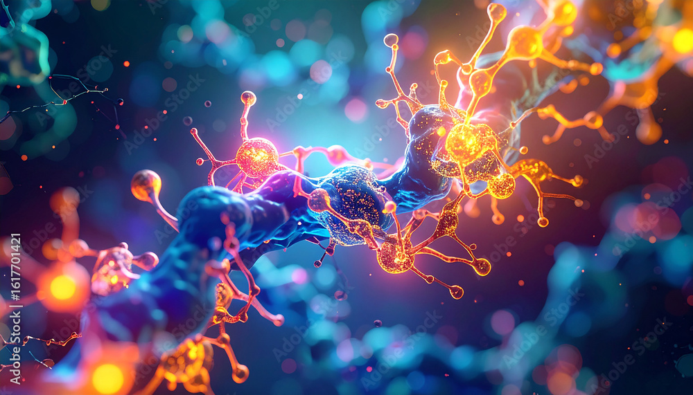Poster cellular symphony: a detailed, abstract depiction of a cell structure showcases an intricate web of 