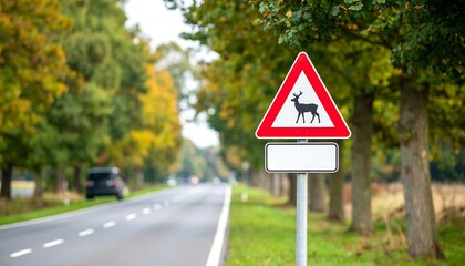 Road sign warning of deer crossing