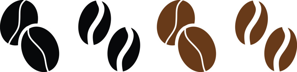 Coffee bean set. Coffee icon Thin line. Vector illustration
