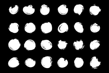 Set of grunge circle brush, dirty grungy ellipse shape. hand drawn artistic acrylic brush shape, rough texture background