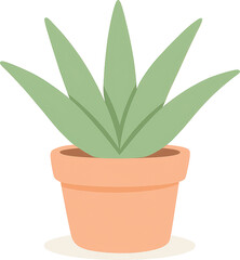 Flat illustration of a potted succulent plant with green leaves and terracotta pot