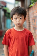 Awareness campaign on bullying prevention featuring concerned child for educational materials. The problem of bullying at school, bullying of classmates based on nationality, race or class