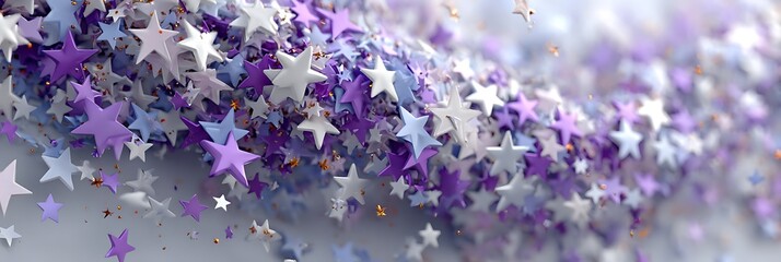 Abstract purple stars hovering inside modern minimal white space
