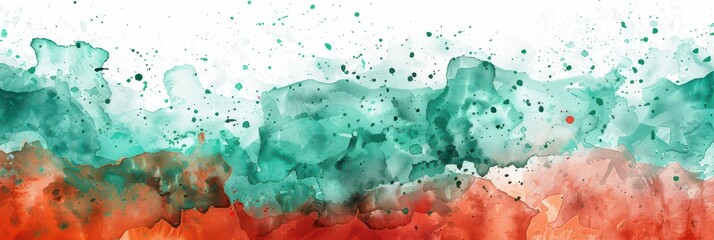 Vibrant abstract watercolor design celebrating bulgaria independence day. Horizontal banner. Copy space. Free space for text. BAckground in colors of flag of Bulgaria