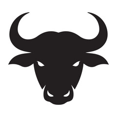 Buffalo Head Silhouette. Bold Wild Animal Vector Logo for Sports, Farm Branding and Fitness Designs