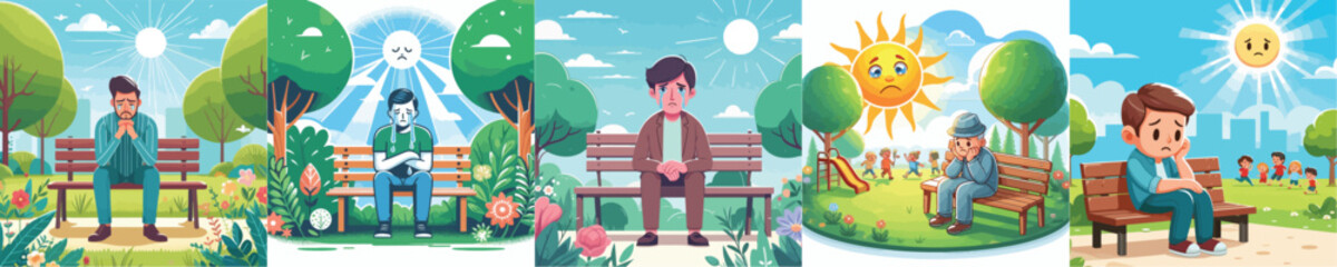 VECTOR IMAGE OF A DEPRESSED MAN WITH WHITE BACKGROUND