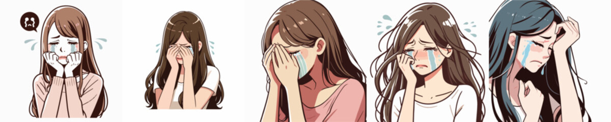 VECTOR IMAGE OF A WOMAN CRYING WITH WHITE BACKGROUND