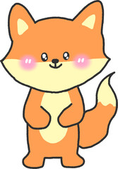 Cute Orange Fox Illustration – Hand-Drawn Woodland Animal with Blushing Cheeks PNG