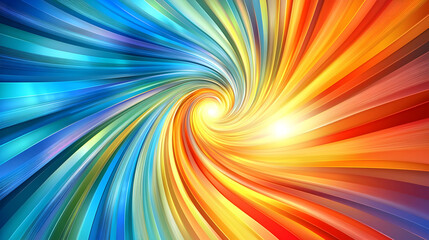Vibrant swirling vortex of colors, radiating outward from a central point.  Striking hues of blue, green, yellow, and orange converge and diverge in a dynamic spiral pattern.  High contrast and energy