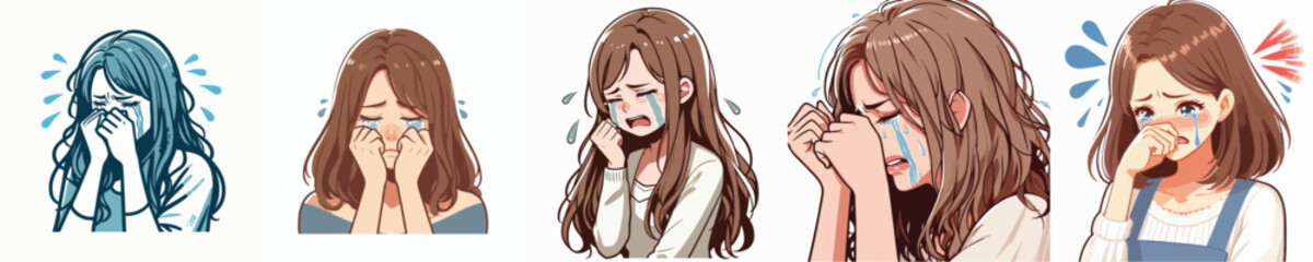 VECTOR IMAGE OF A WOMAN CRYING WITH WHITE BACKGROUND