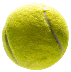 Yellow Tennis ball floating in the air isolated on a white background, Yellow Tennis ball on white Background With clipping path PNG file.