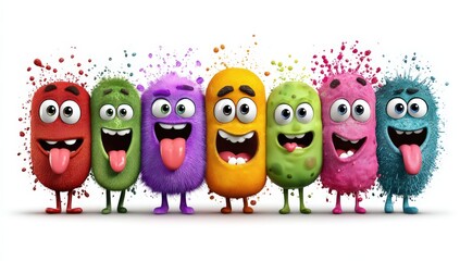 Fototapeta premium Colorful Cartoon Characters with Happy Expressions