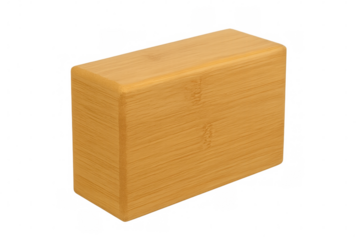 Wooden yoga block isolated on transparent background, providing support and stability during yoga practice