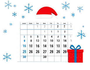 Christmas Countdown Calendar with Festive Icons and Red Circle on Holiday Date PNG (2)