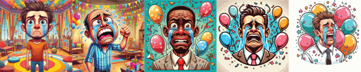 VECTOR IMAGE OF A MAN CRYING ON A WHITE BACKGROUND