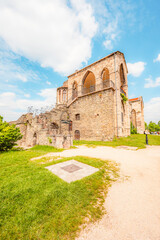 Old stone Tata Castle - 14th-century castle and museum with restored rooms and garden in Tata town, Hungary