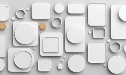 Abstract white shapes on light gray background