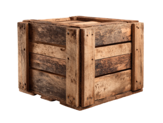 Close-up of a weathered wooden crate