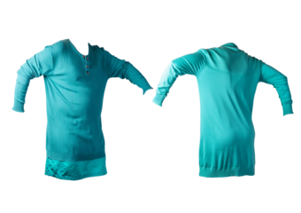 Turquoise retro dress with short sleeves isolated on transparent or white background