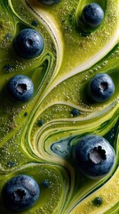 Vibrant Green Smoothie with Blueberries for Healthy Living