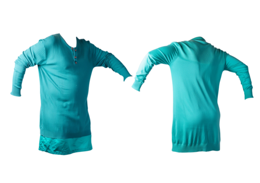 Turquoise retro dress with short sleeves isolated on transparent or white background