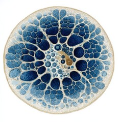 Intricate Blue and White Cross-Section of a Plant Stem
