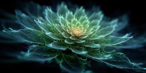 Fascinating Close-Up of a Glowing Green Lotus Flower