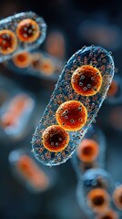 Microscopic View of Bacterial Cells Showing Detailed Structure