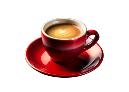 Rich espresso in a vibrant red cup on a matching saucer