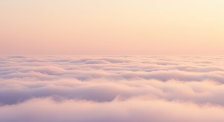 Serene Sunset Above a Sea of Clouds: A Breathtaking Aerial View of Pastel Hues and Soft, Rolling Cloudscapes