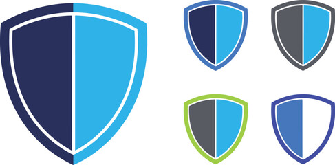 Modern shield logos represent security, protection, and defense with vibrant colors