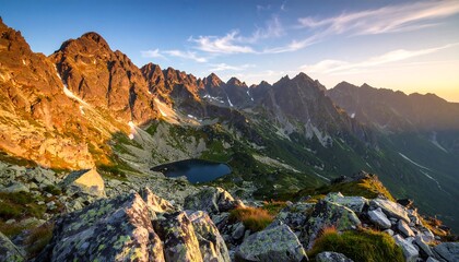 Majestic mountain range at sunset