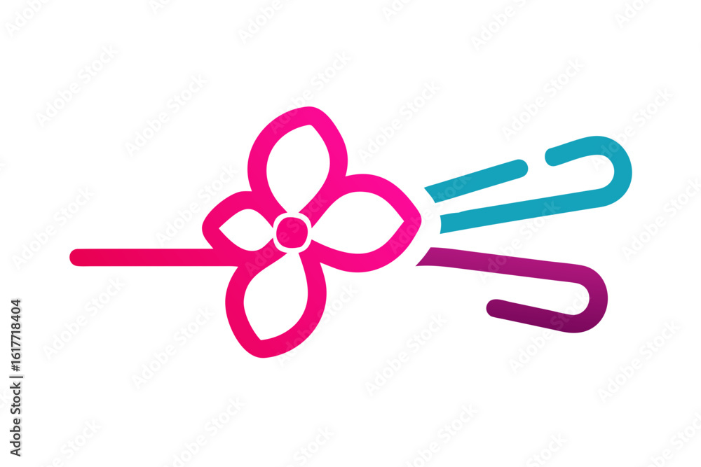 Poster abstract flower shape with gradient colors and flowing lines