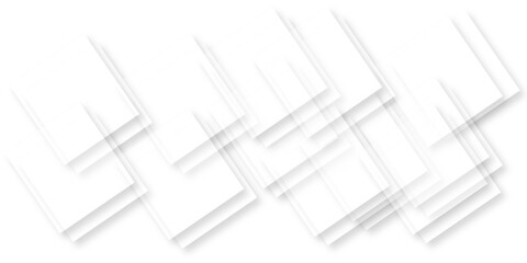 Abstract white background with texture pattern, layered geometric triangle shapes, white and grey glossy squares with faint geometric lines featuring intersecting patterns. background and design.