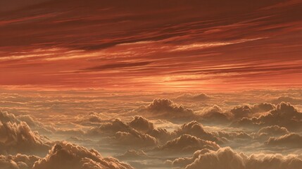 Naklejka premium Red sunset above cloudscape