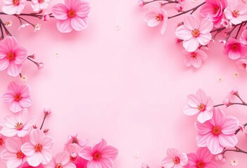 Abstract pink spring floral background with soft pastel hues and delicate flower shapes ideal for banner, poster, and web design,  colorful,  romantic