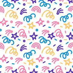 Fototapeta premium Colorful line doodle seamless pattern. .
