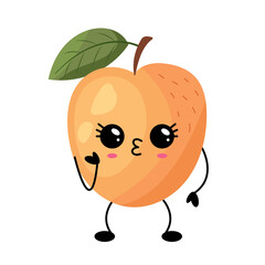 Cute cartoon peach with kawaii face
